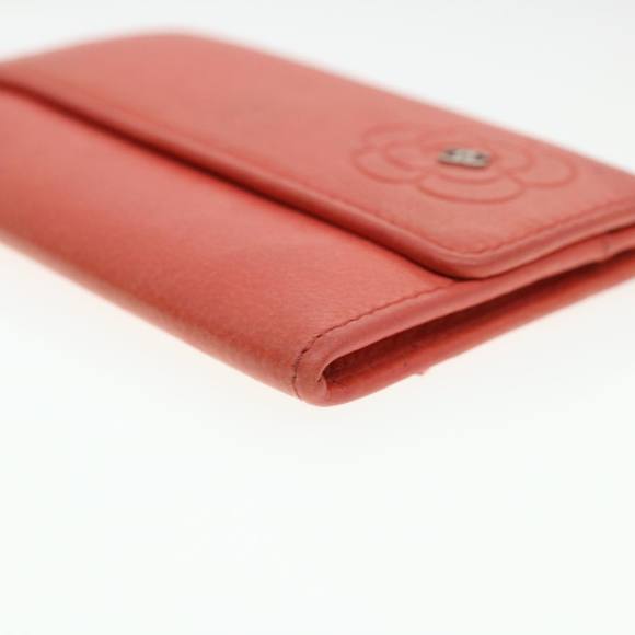 CHANEL Camelia Card Case Leather Pink CC Auth bs4704 - Picture 14 of 16